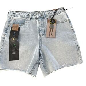 Organic Blue Denim Shorts Womens 7/28 Light Wash Vintage Fit High Rise Carpenter